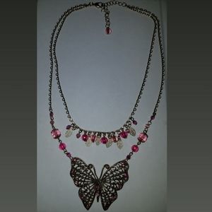 Butterfly double necklace